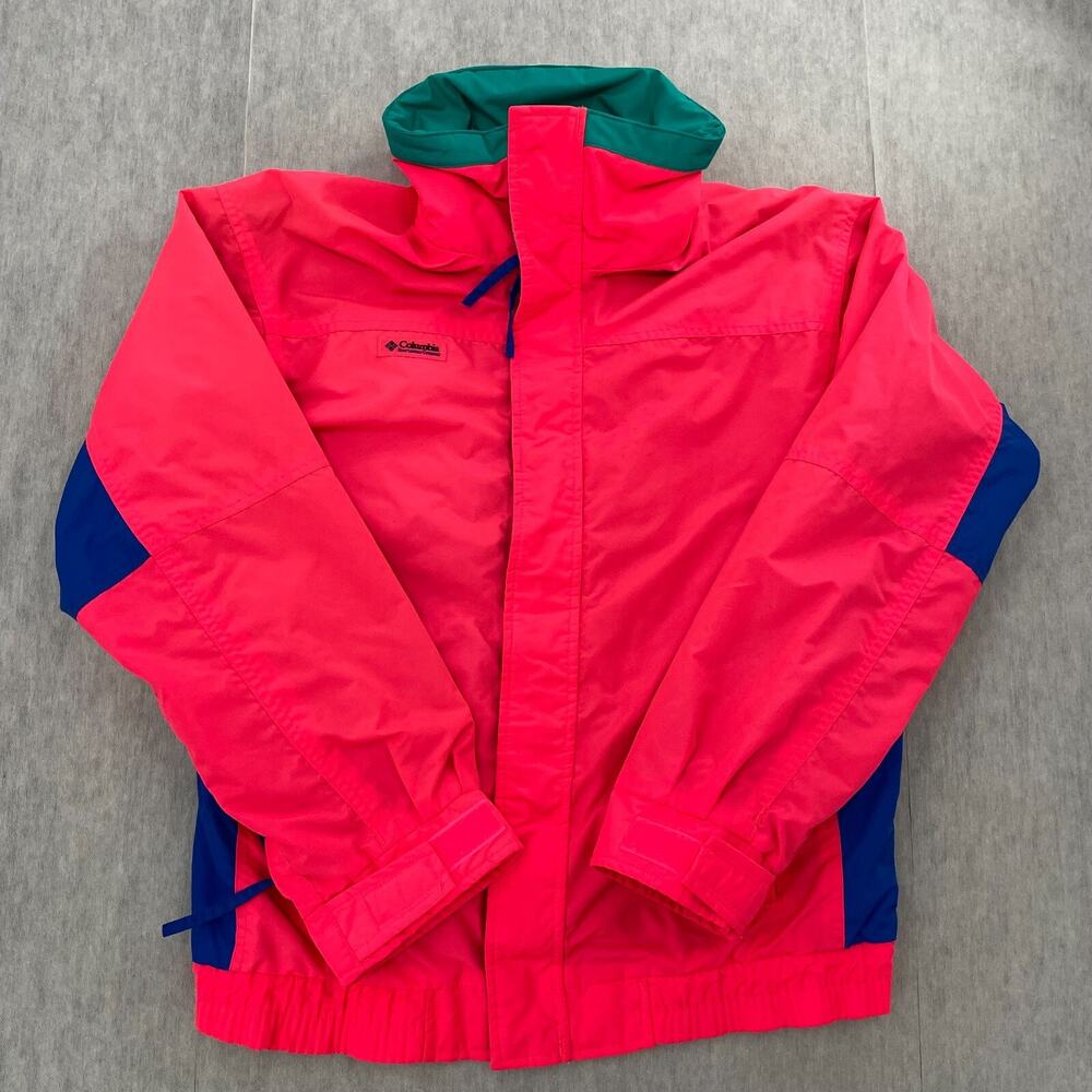 VINTAGE Columbia Jacket Womens Large Pink Full Zip Parka Radial Sleeve Ladies L